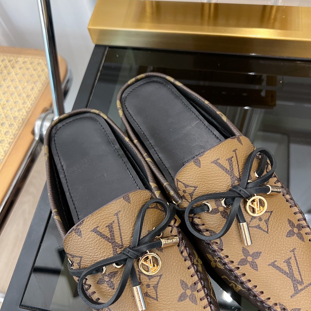 LOUIS VUITTON LV GLORIA FLAT LOAFER CLASSIC MONOGRAM PALE BROWN