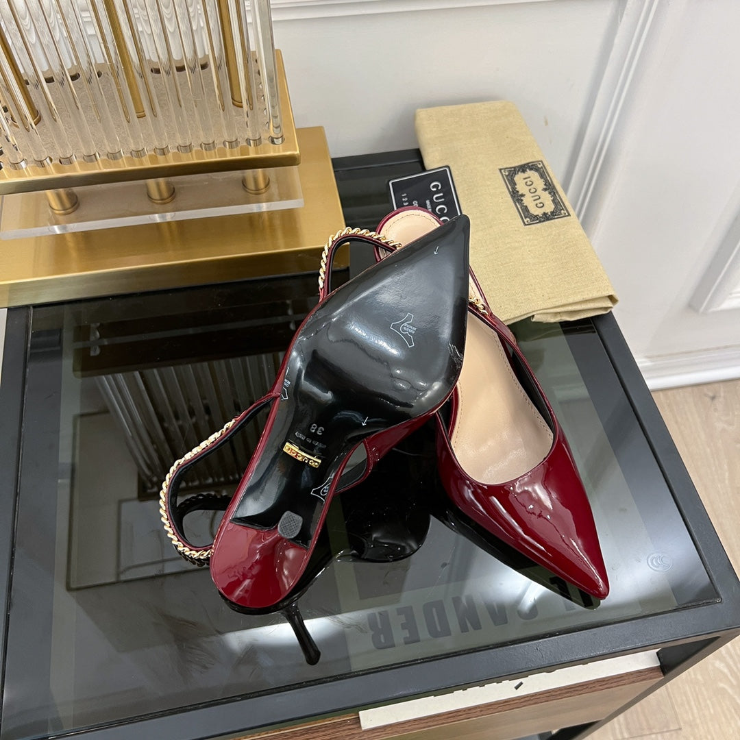 GUCCI SIGNORIA SLINGBACK PUMP JAM LAMBSKIN