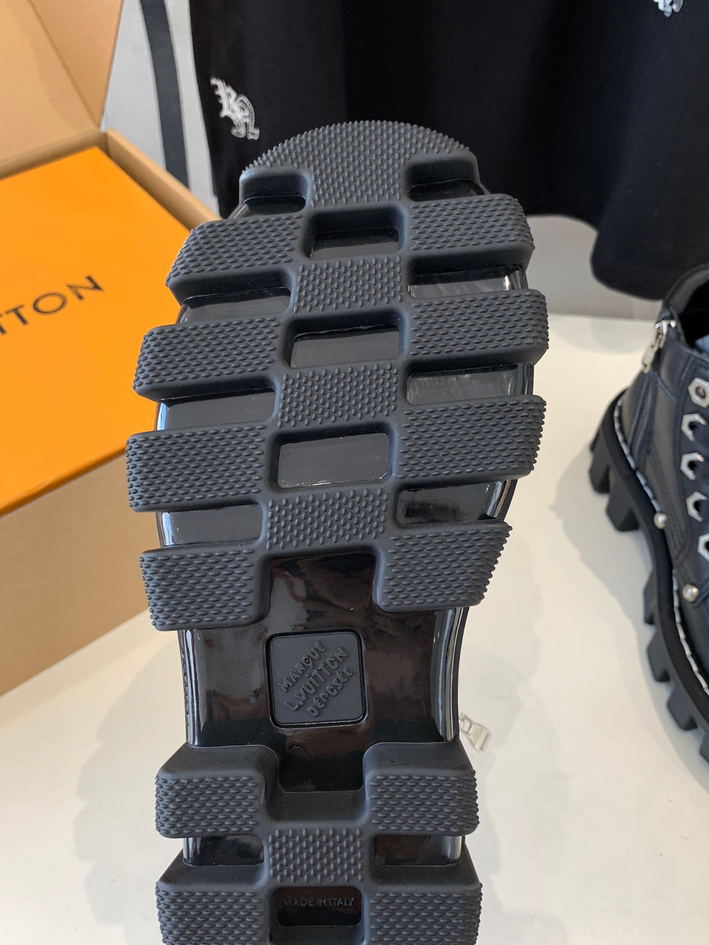 LOUIS VUITTON LV CHECKER ANKLE BOOT IN BLACK CALFSKIN