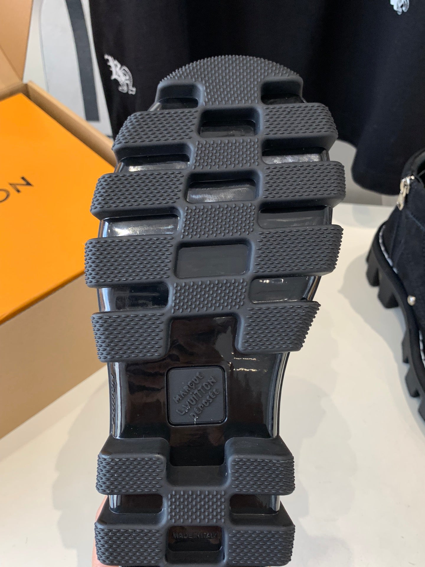 LOUIS VUITTON LV CHECKER ANKLE BOOT IN BLACK SUEDE