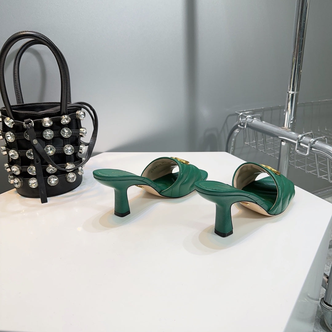 GUCCI SANDALS HIGH-HEELED GREEN
