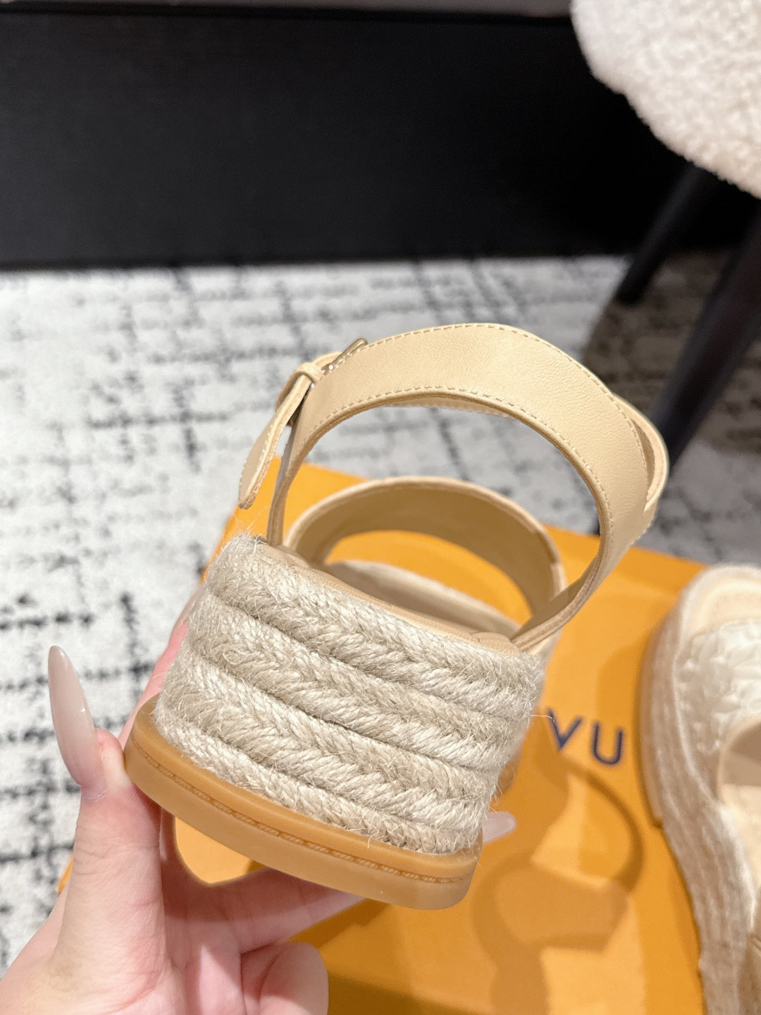 LOUIS VUITTON LV PLATFORM ESPADRILLE SANDALS 25S IN BEIGE FABRIC
