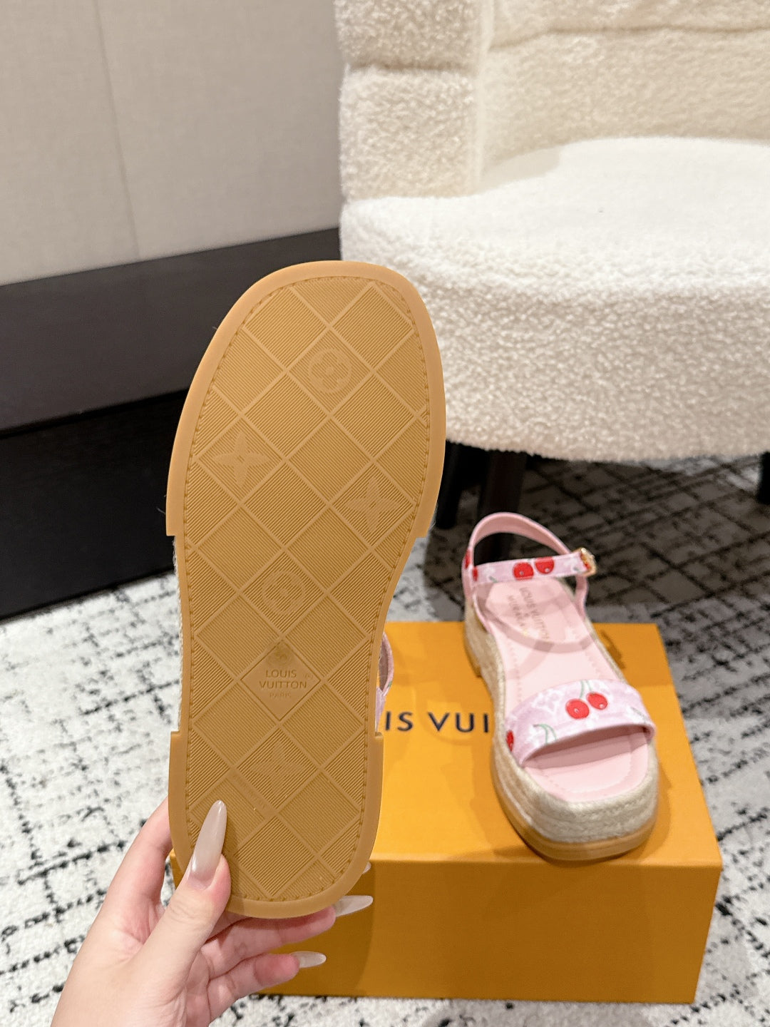 LOUIS VUITTON LV PLATFORM ESPADRILLE SANDALS 25S IN LIGHT PINK DENIM