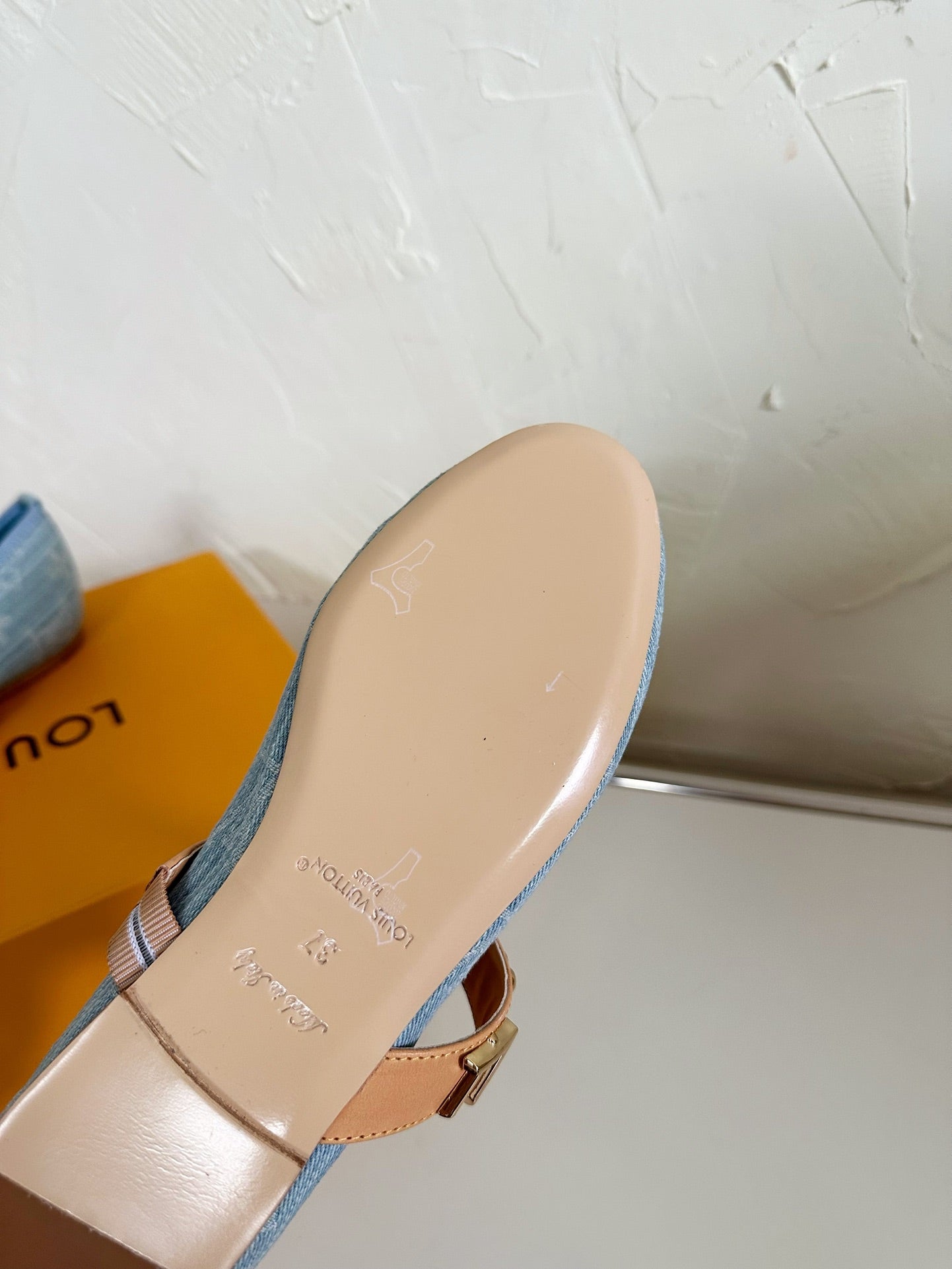LOUIS VUITTON ROMY FLAT BALLERINA IN LIGHT BLUE MONOGRAM DENIM