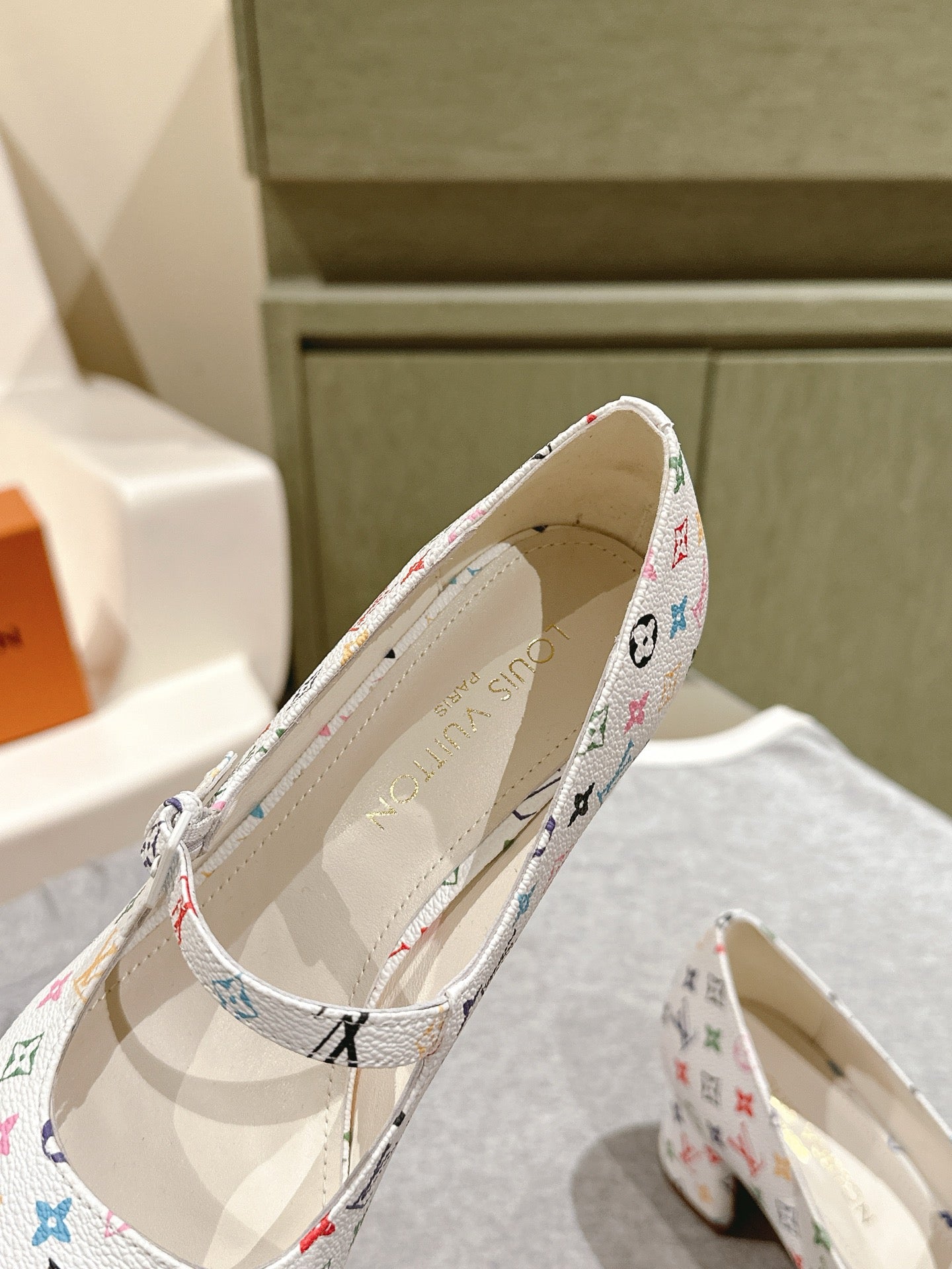 LOUIS VUITTON SWING HIGH MARY JANE 55 MM IN WHITE MONOGRAM CALFSKIN