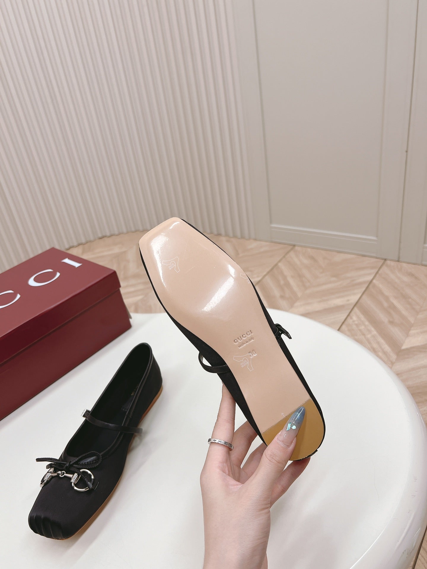 GUCCI BALLET FLAT BLACK SILK