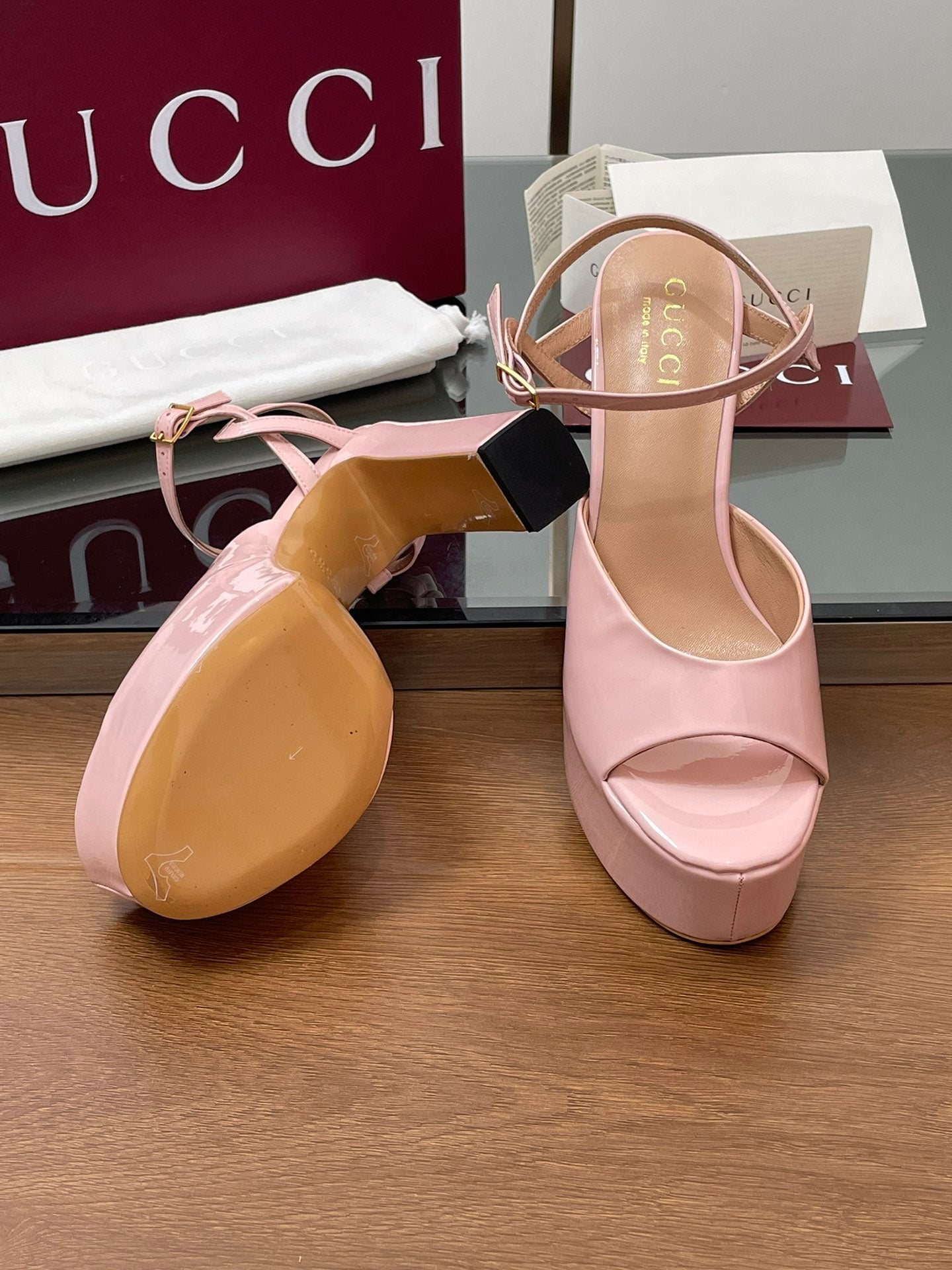 GUCCI HIGH HEEL SANDALS 13 CM IN LIGHT PINK LAMBSKIN
