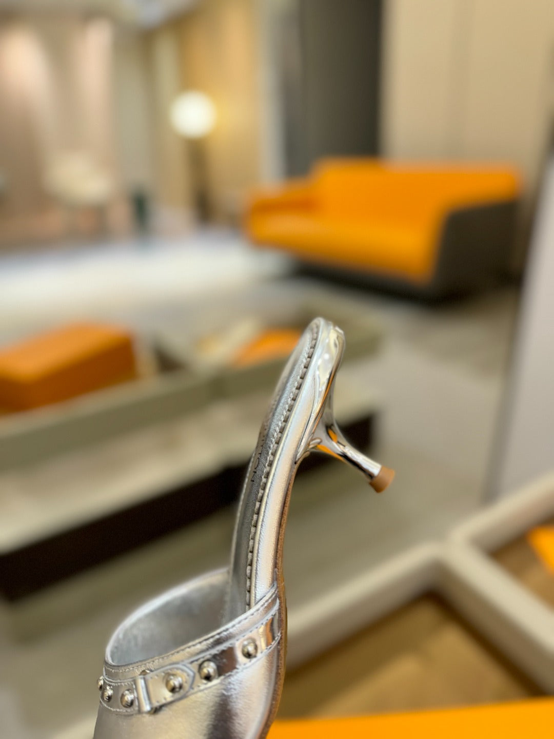 LOUIS VUITTON LV X TM 6AM HIGH 4 CM MULE IN SILVER CALFSKIN