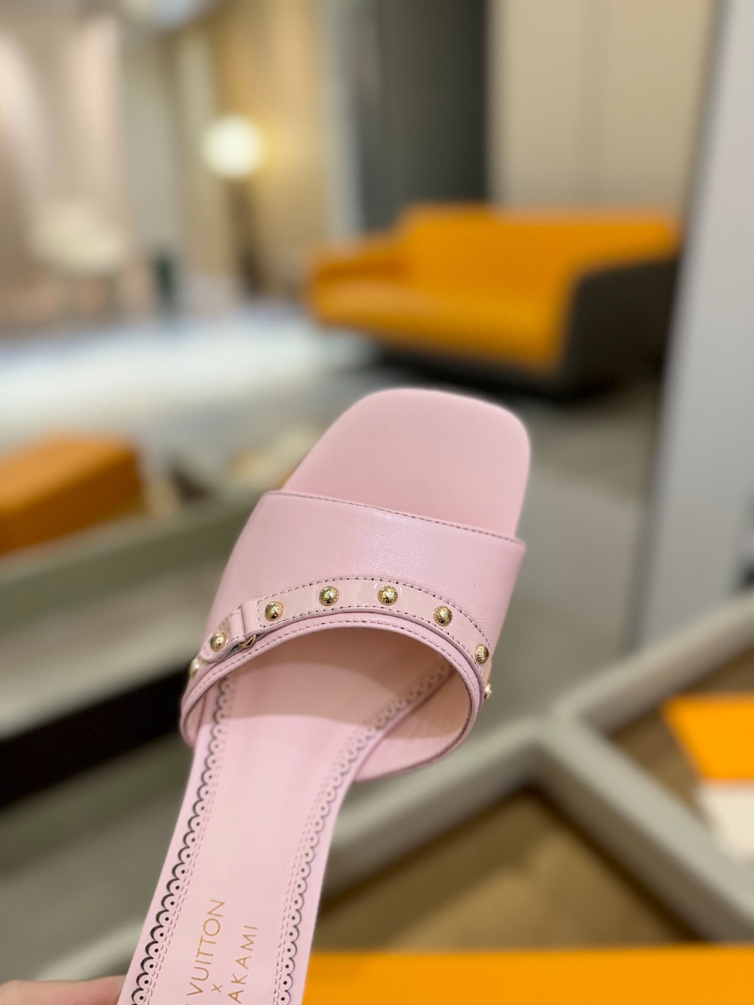 LOUIS VUITTON LV X TM 6AM HIGH 4 CM MULE IN LIGHT PINK CALFSKIN
