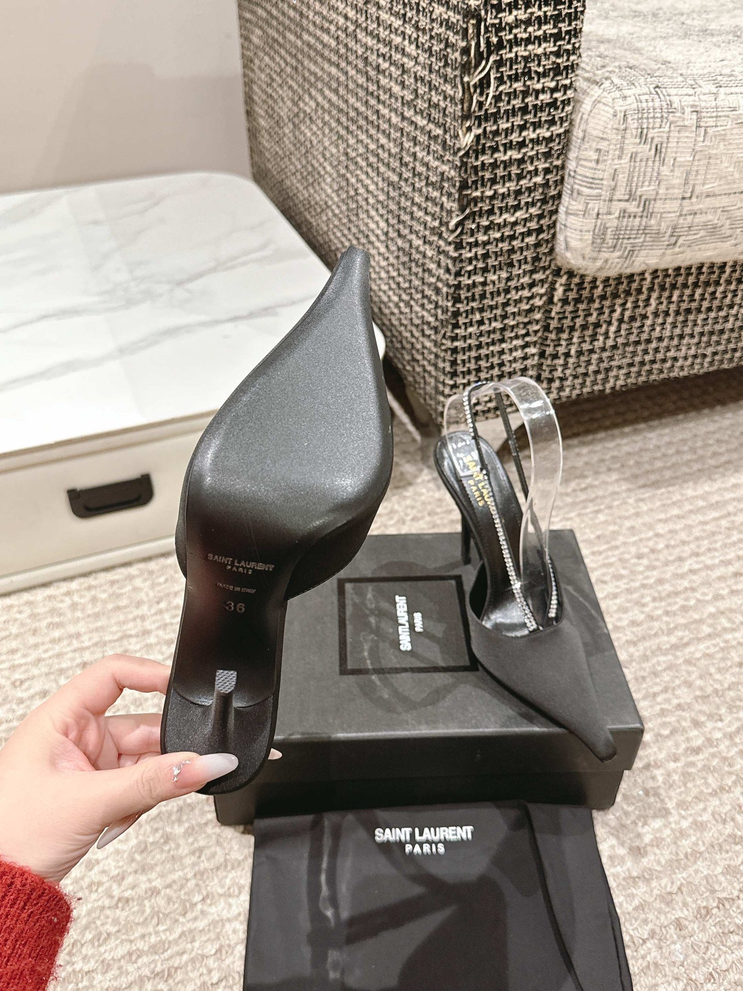 LOUIS VUITTON BARBARA 90 EMBELLISHED BLACK SATIN MULES WITH RHINSTONES