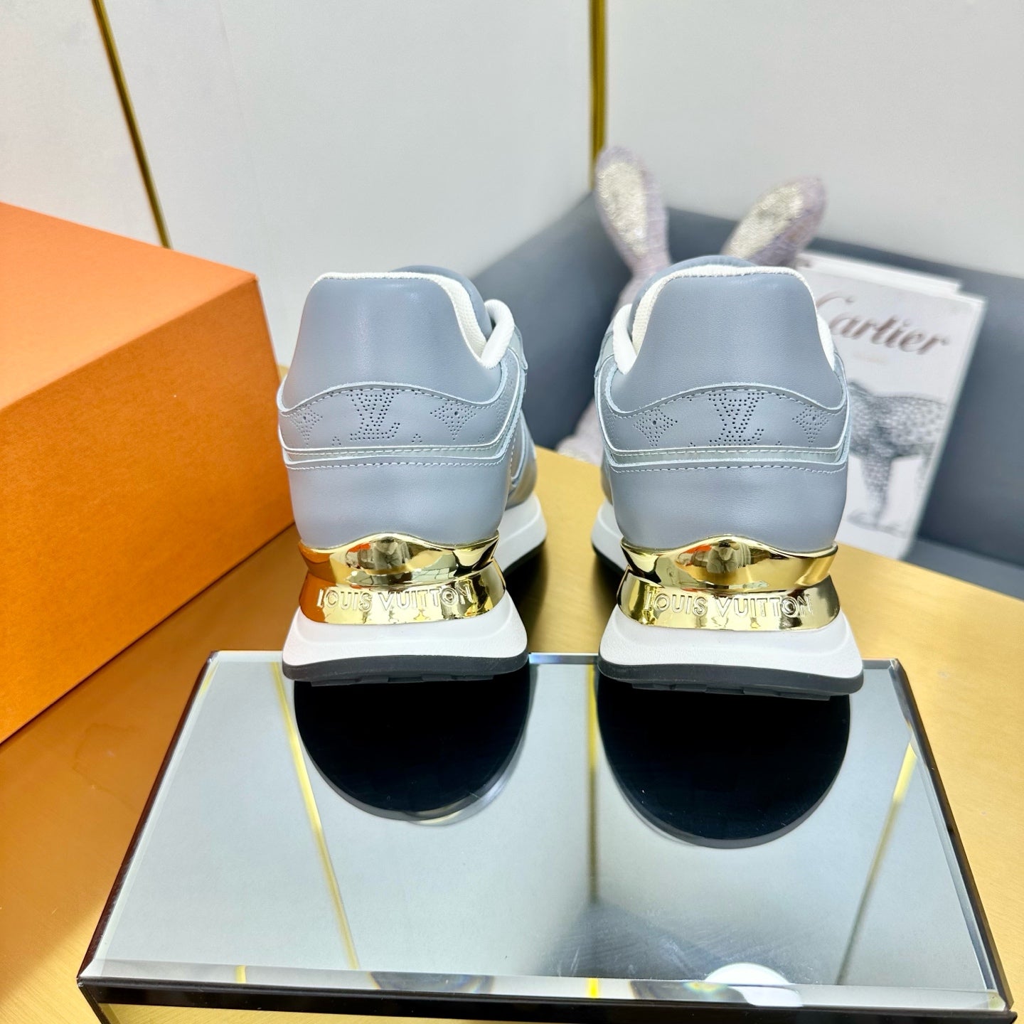 LOUIS VUITTON NEO RUN AWAY SNEAKER IN SHARK GRAY CALFSKIN