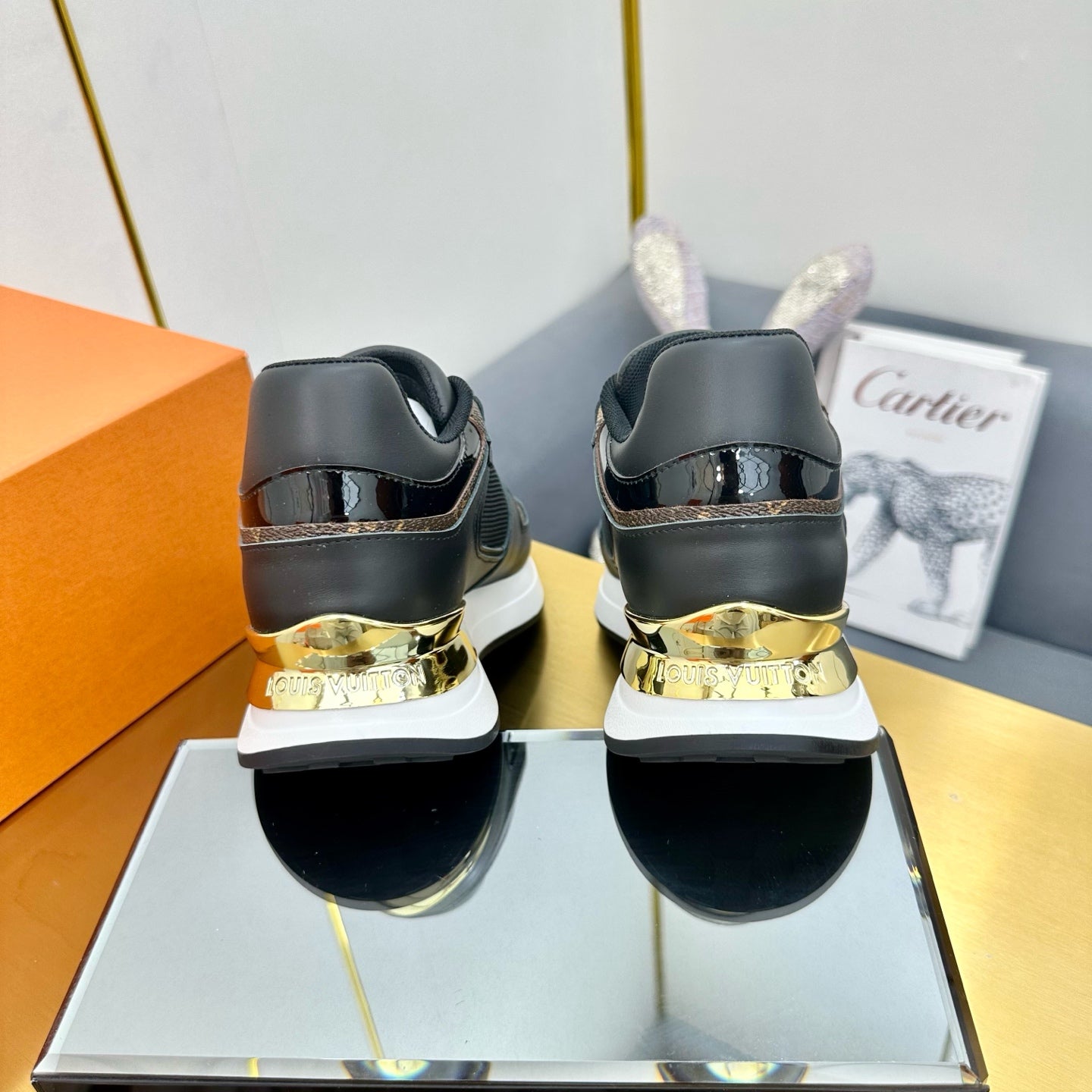 LOUIS VUITTON NEO RUN AWAY SNEAKER IN BLACK CALFSKIN
