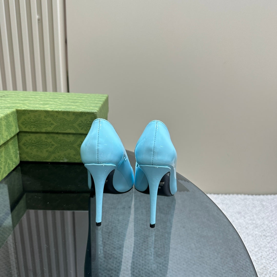 GUCCI 105 HIGH HEEL PUMP SKY LAMBSKIN