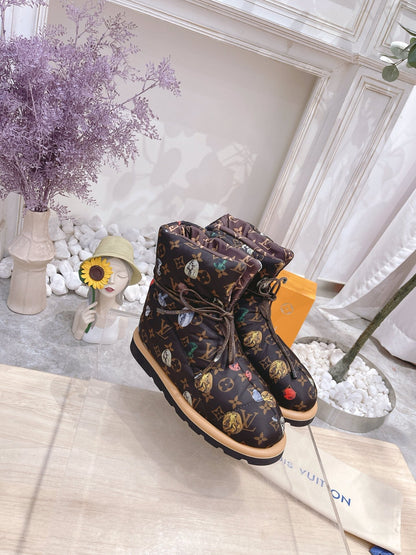 LOUIS VUITTON PILLOW COMFORT ANKLE BOOTS IN CHOCOLATE BROWN MONOGRAM NYLON