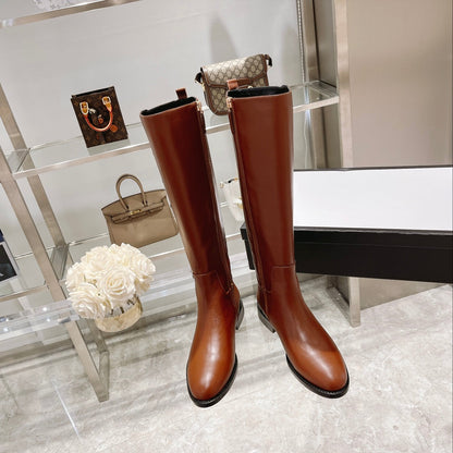 GUCCI CLASSIC KNEE HIGH BOOTS IN BRONZE BROWN IMPORTED CALFSKIN