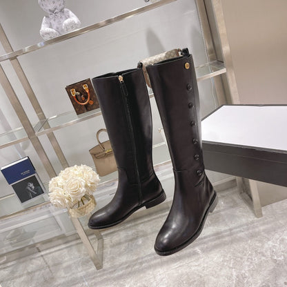GUCCI CLASSIC KNEE HIGH BOOTS IN BLACK IMPORTED CALFSKIN
