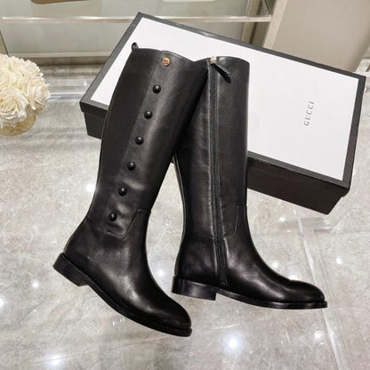 GUCCI CLASSIC KNEE HIGH BOOTS IN BLACK IMPORTED CALFSKIN