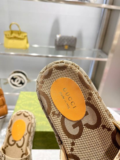 LOUIS VUITTON LV MONOGRAM THICK PLATFORM SANDALS IN BEIGE CANVAS
