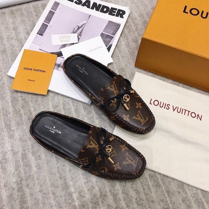 LOUIS VUITTON LV WOMEN'S EASY MULE IN CHOCOLATE BROWN MONOGRAM CALFSKIN