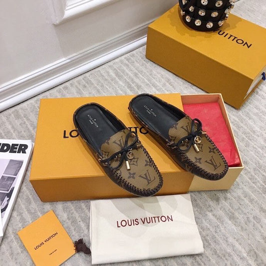LOUIS VUITTON LV WOMEN'S EASY MULE IN CAMEL BROWN MONOGRAM CALFSKIN