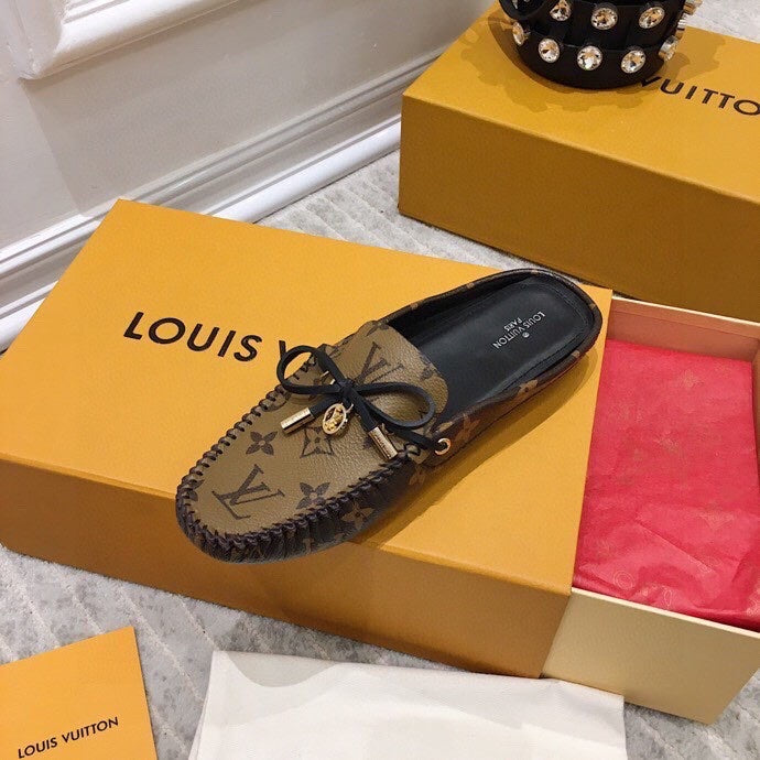 LOUIS VUITTON LV WOMEN'S EASY MULE IN CAMEL BROWN MONOGRAM CALFSKIN