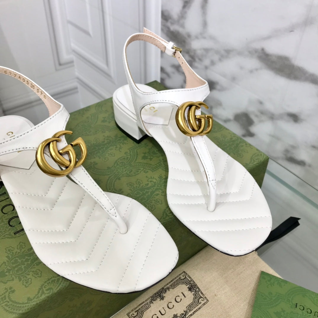 GUCCI MARMONT 25 SANDAL WHITE CALKSKIN