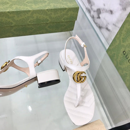 GUCCI MARMONT 25 SANDAL WHITE CALKSKIN