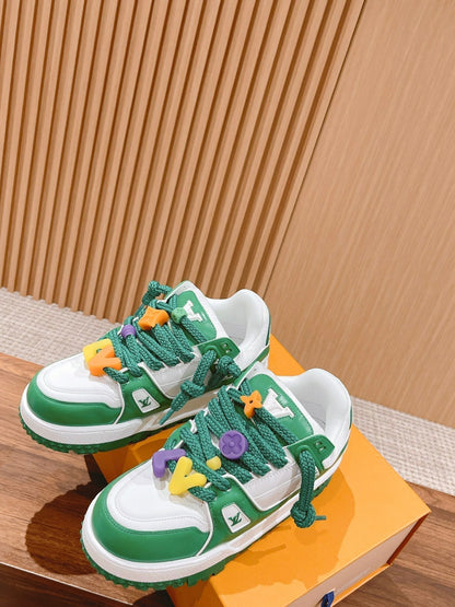LOUIS VUITTON LV Trainer Maxi Sneaker White Mix Green Calfskin