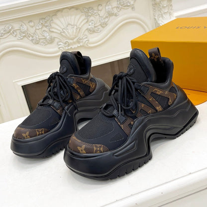 LOUIS VUITTON LV ARCHLIGHT 2.0 PLATFORM SNEAKER IN BLACK MIX CHOCOLATE BROWN MIX OF MATERIALS