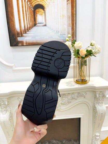 LOUIS VUITTON LV ARCHLIGHT 2.0 PLATFORM SNEAKER IN BLACK MIX CHOCOLATE BROWN MIX OF MATERIALS