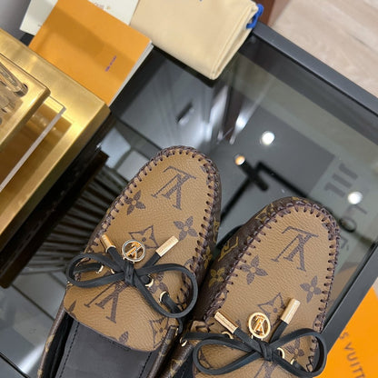 LOUIS VUITTON LV GLORIA FLAT LOAFER CLASSIC MONOGRAM PALE BROWN