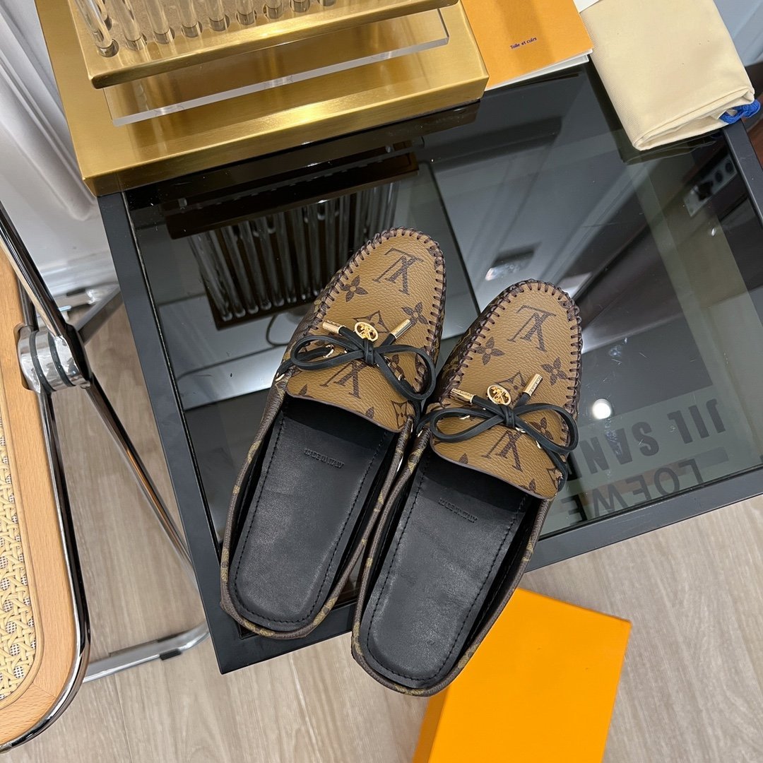 LOUIS VUITTON LV GLORIA FLAT LOAFER CLASSIC MONOGRAM PALE BROWN