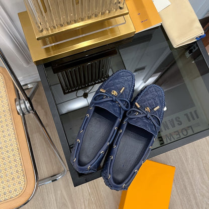 LOUIS VUITTON LV GLORIA FLAT LOAFER LOGO STAMPING DARK BLUE