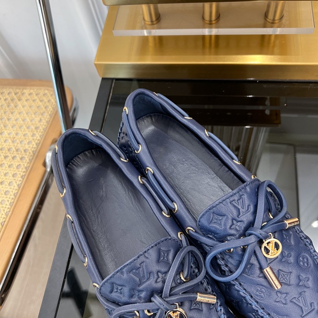 LOUIS VUITTON LV GLORIA FLAT LOAFER LOGO STAMPING DARK BLUE