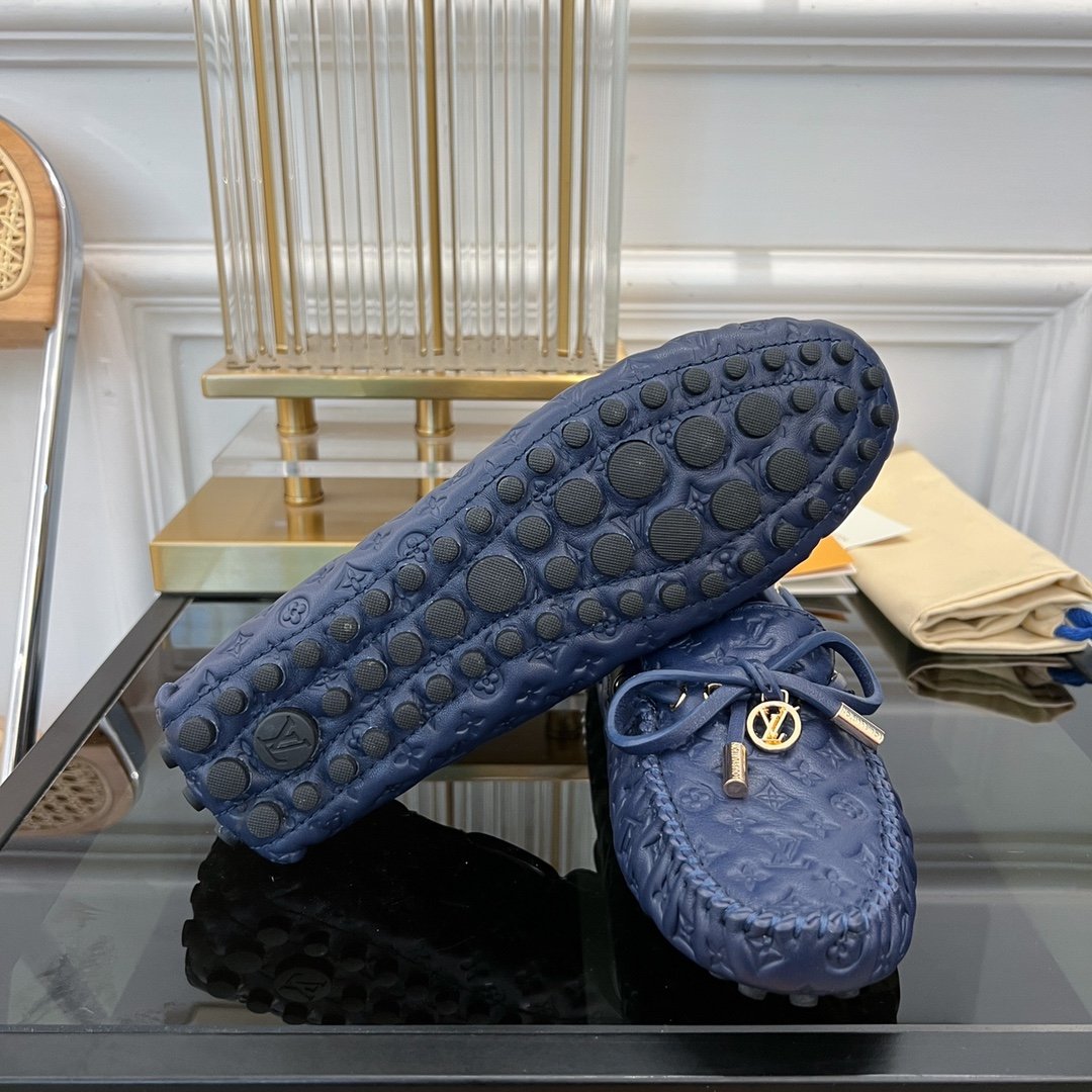 LOUIS VUITTON LV GLORIA FLAT LOAFER LOGO STAMPING DARK BLUE