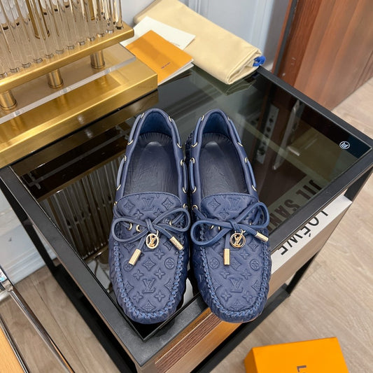 LOUIS VUITTON LV GLORIA FLAT LOAFER LOGO STAMPING DARK BLUE