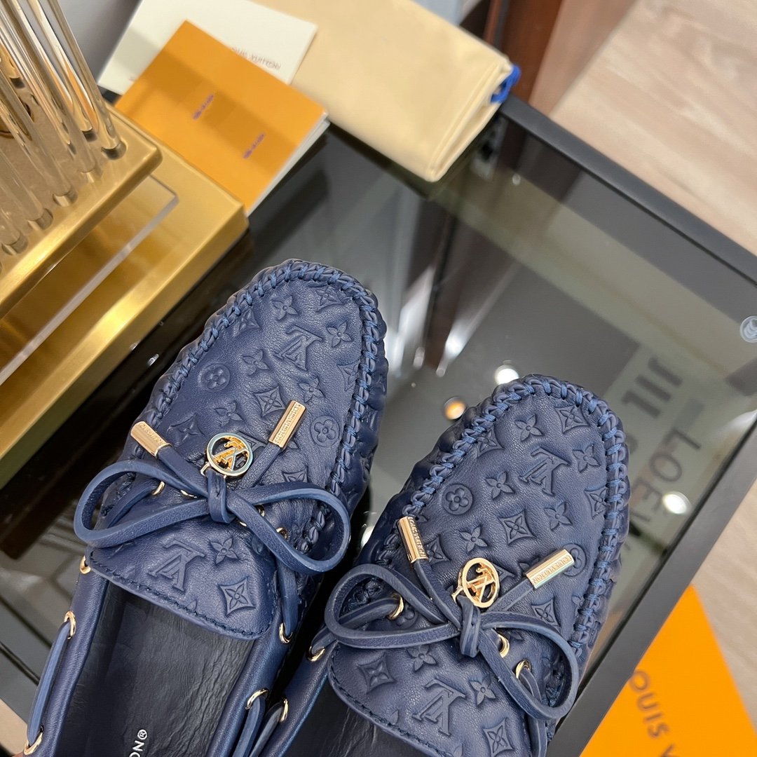 LOUIS VUITTON LV GLORIA FLAT LOAFER LOGO STAMPING DARK BLUE