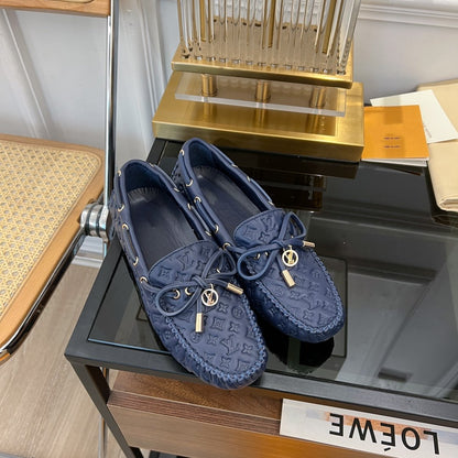 LOUIS VUITTON LV GLORIA FLAT LOAFER LOGO STAMPING DARK BLUE