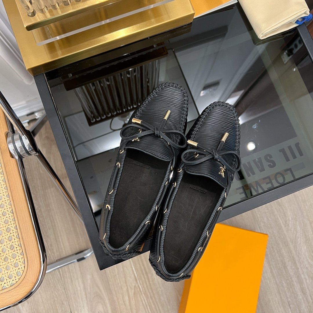 LOUIS VUITTON LV GLORIA FLAT LOAFER PLAIN BLACK