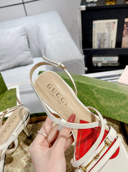 GUCCI HIGH HEEL 65MM IN WHITE CALFSKIN WITH RED HEART