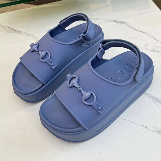 GUCCI HORSEBIT FLATFORM SANDAL 5 CM IN AEGEAN BLUE IMPORTED TPU