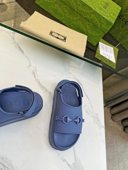 GUCCI HORSEBIT FLATFORM SANDAL 5 CM IN AEGEAN BLUE IMPORTED TPU
