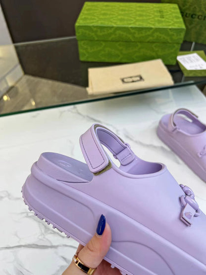 GUCCI HORSEBIT FLATFORM SANDAL 5 CM IN PASTEL PURPLE IMPORTED TPU