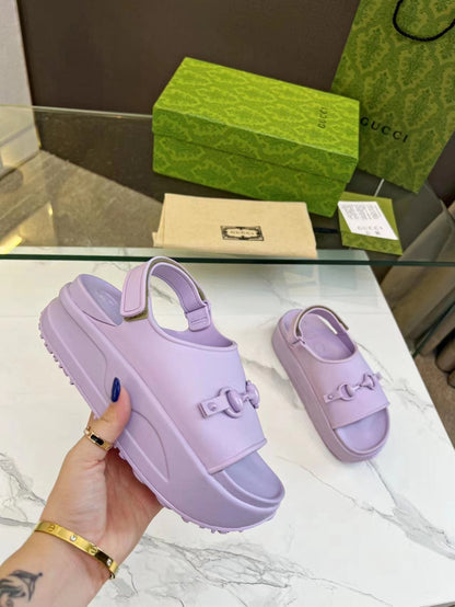 GUCCI HORSEBIT FLATFORM SANDAL 5 CM IN PASTEL PURPLE IMPORTED TPU