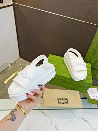 GUCCI HORSEBIT FLATFORM SANDAL 5 CM IN WHITE IMPORTED TPU