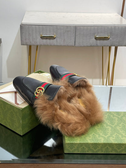 GUCCI 2015 RE-EDITION MEN'S PRINCETOWN IN BLACK CALFSKIN AND LAMB WOOL LINING