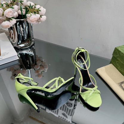 GUCCI 105 STRAPPY SANDAL LIGHT GREEN LAMBSKIN