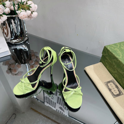 GUCCI 105 STRAPPY SANDAL LIGHT GREEN LAMBSKIN