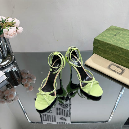 GUCCI 105 STRAPPY SANDAL LIGHT GREEN LAMBSKIN