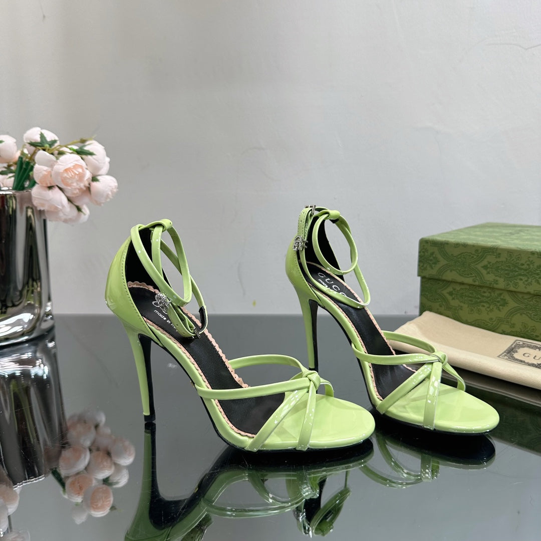 GUCCI 105 STRAPPY SANDAL LIGHT GREEN LAMBSKIN